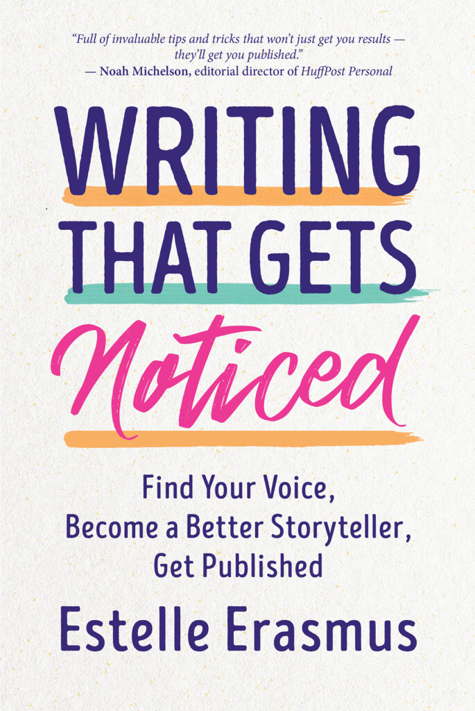 Book cover showing title: "Writing That Gets Noticed" by Estelle Erasmus