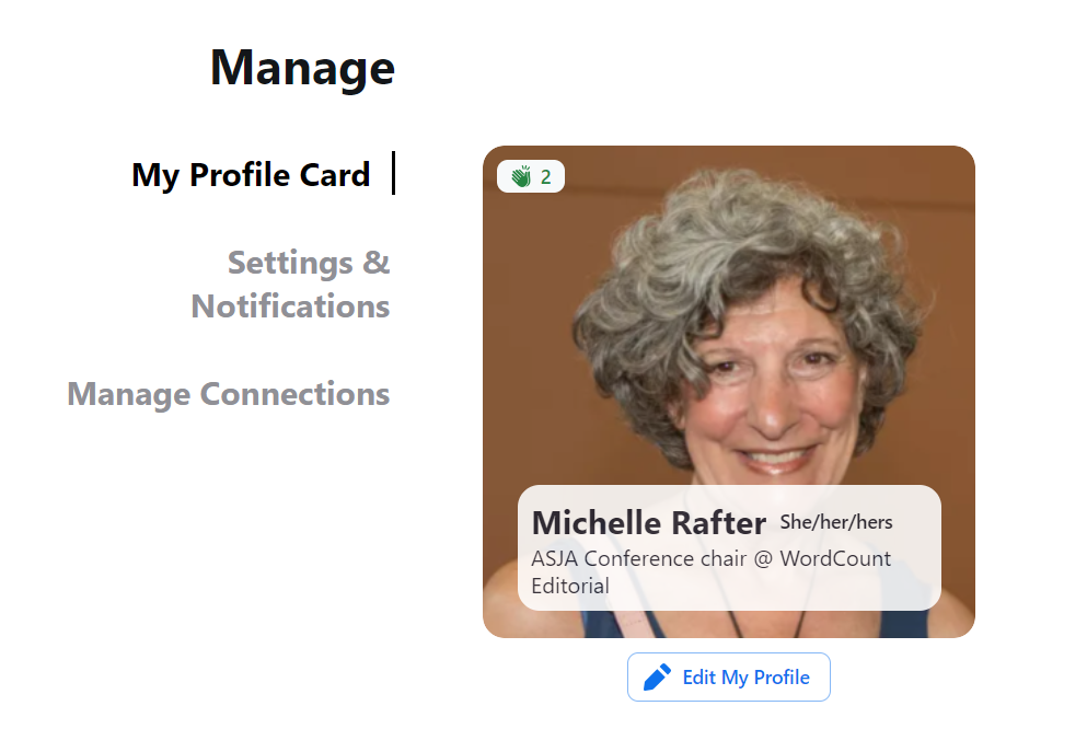 Screenshot of a profile card.