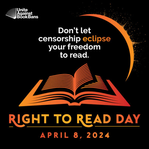 Right-to-Read Day badge showing an open book and the statement "Don't let censorship eclipse your right to read."