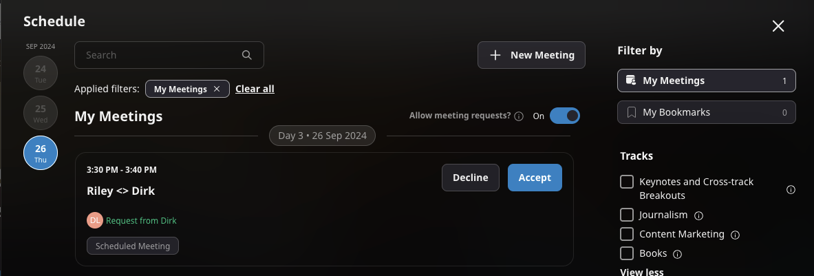Scheduled meeting request