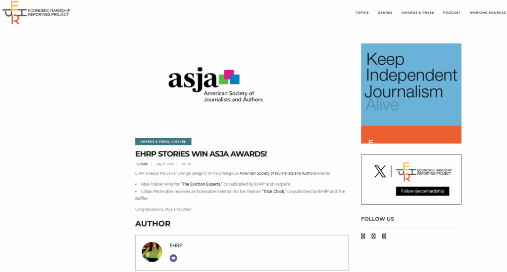 EHRP promotes 2025 ASJA Awards winners