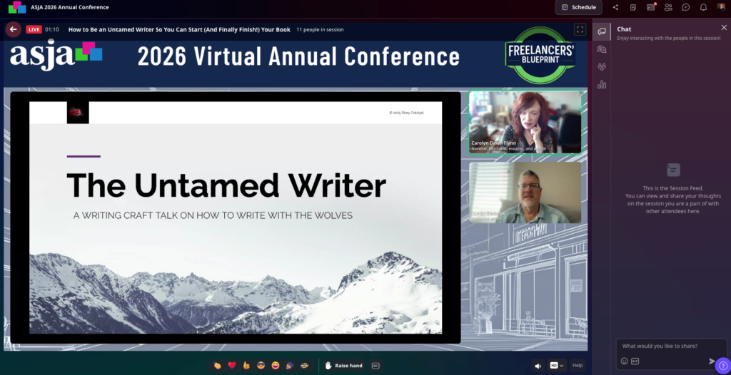 2026 ASJA conference day 1 the untamed writer session screenshot 4 20 2026