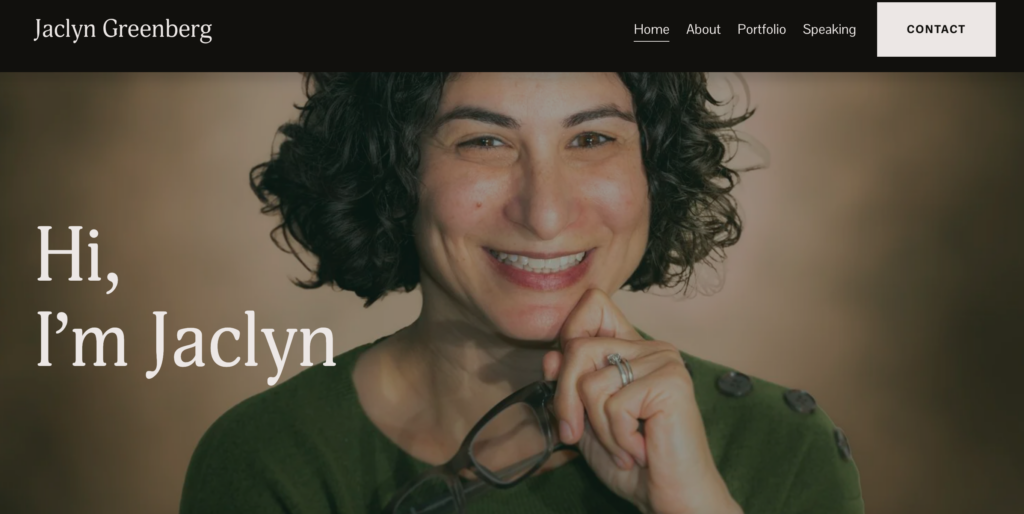 Jaclyn Greenberg's redesigned website